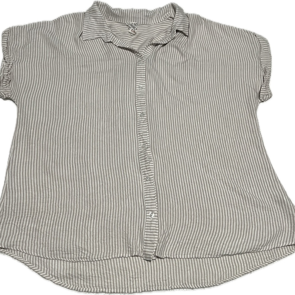 NAIF Tan Striped Button Down Kids Shirt